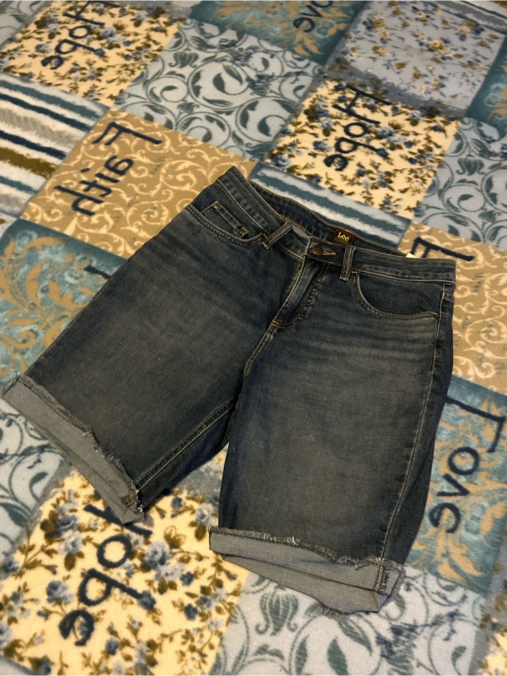 Lee Blue Rolled Hem Denim Shorts